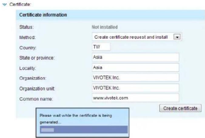 Vivotek FD9369 - Create certificate request and install - 1