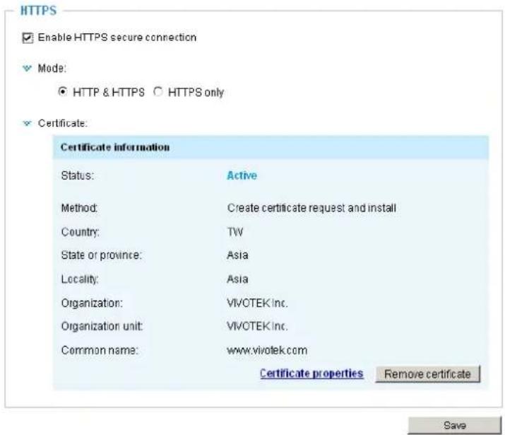 Vivotek FD9369 - Create certificate request and install - 9