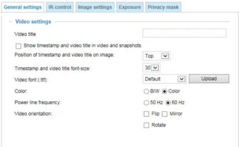 Vivotek FD9369 - General settings - 1