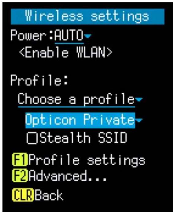 Opticon OPH-5000i - Wireless settings - 1