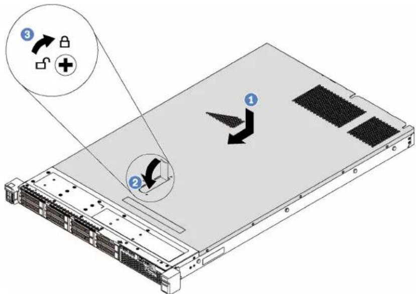 Diagram of a server rack with labeled components and directional arrows indicating system states or operations.