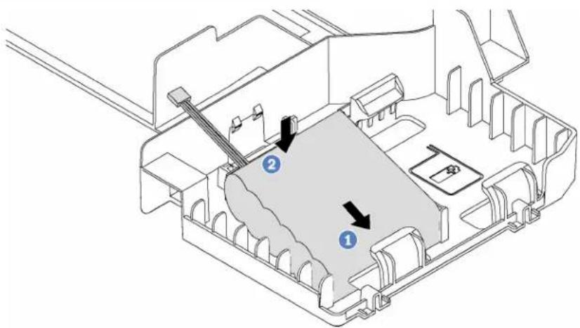Technical diagram of a device interior with labeled components and directional arrows indicating movement or flow.