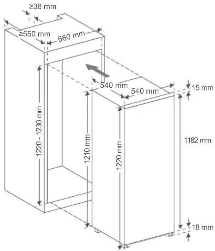 ≥38 mm ≥550 mm 560 mm 1220 - 1230 mm 1210 mm 1220 mm 540 mm 540 mm 15 mm 1182 mm 18 mm