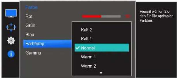 SAMSUNG LS27E510CS - Konfigurieren der Einstellungen für die Farbtemp. - 1