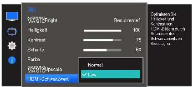 SAMSUNG LS27E510CS - Konfigurieren der Einstellungen für den HDMI-Schwarzwert - 1