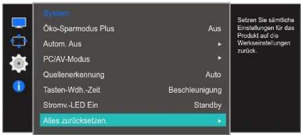 SAMSUNG LS27E510CS - Initialisieren von Einstellungen Alles zurücksetzen. - 1