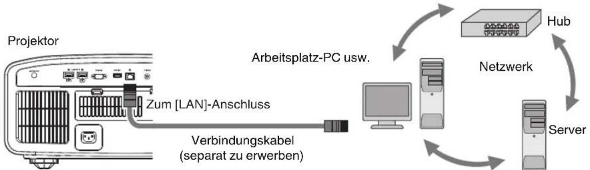 JVC DLA-RS2000 - Verbindung zum LAN-Anschluss herstellen - 1