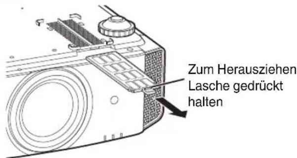 Zum Herausziehen Lasche gedrückt halten