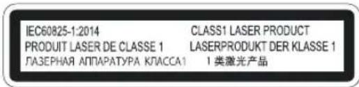 IEC60825-1:2014 CLASS1 LASER PRODUCT PRODUIT LASER DE CLASSE 1 LASERPRODUKT DER KLASSE 1 ЛАЗЕРНАЯ АППАРАТУРА КЛАССА1 1类激光产品