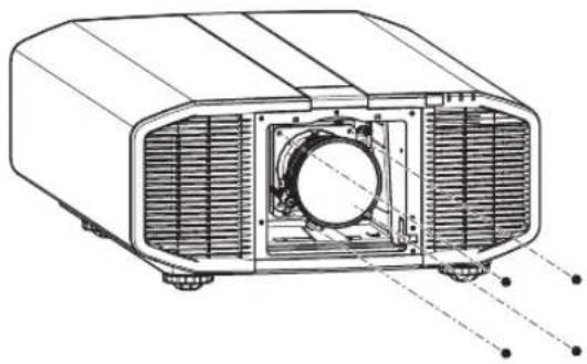 JVC DLA-VS45NV - Tighten the 4 screws using the Phillips head screwdriver to fasten the lens - 1