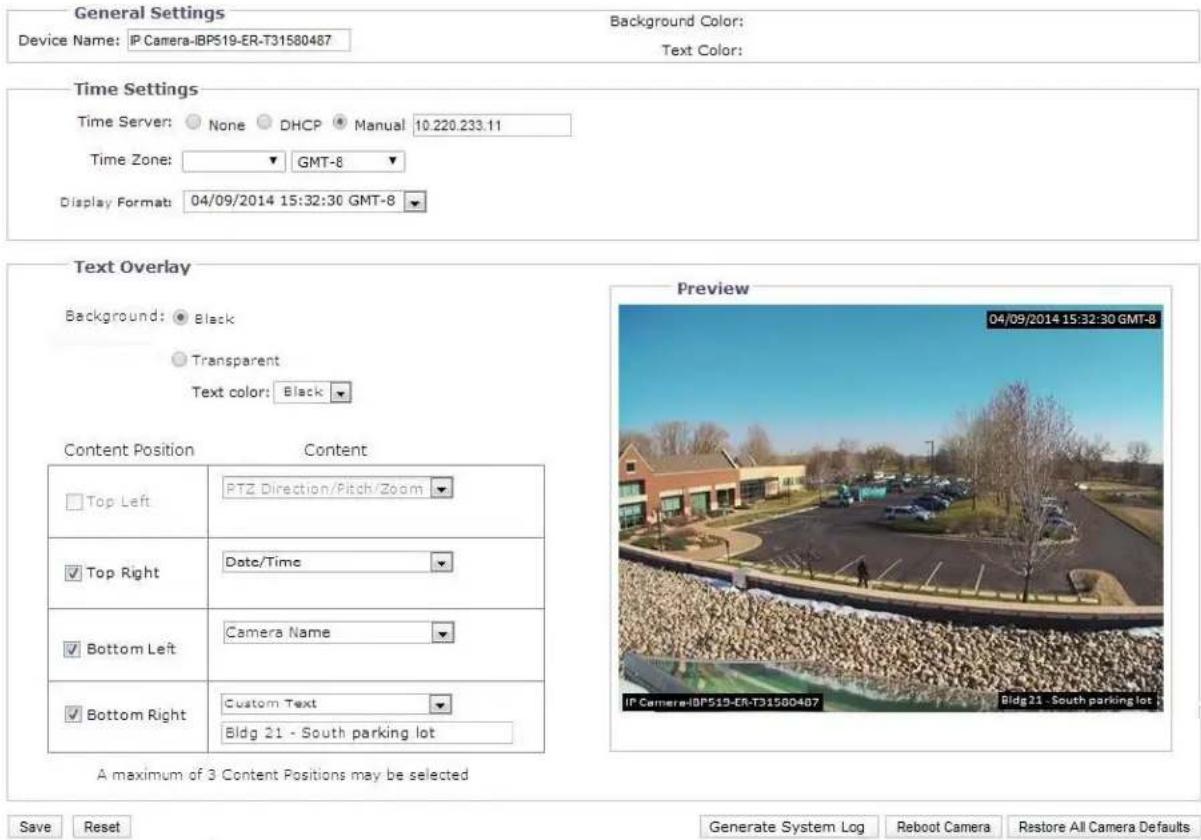 Pelco Sarix Professional IMPBB-EI - General Settings - 1