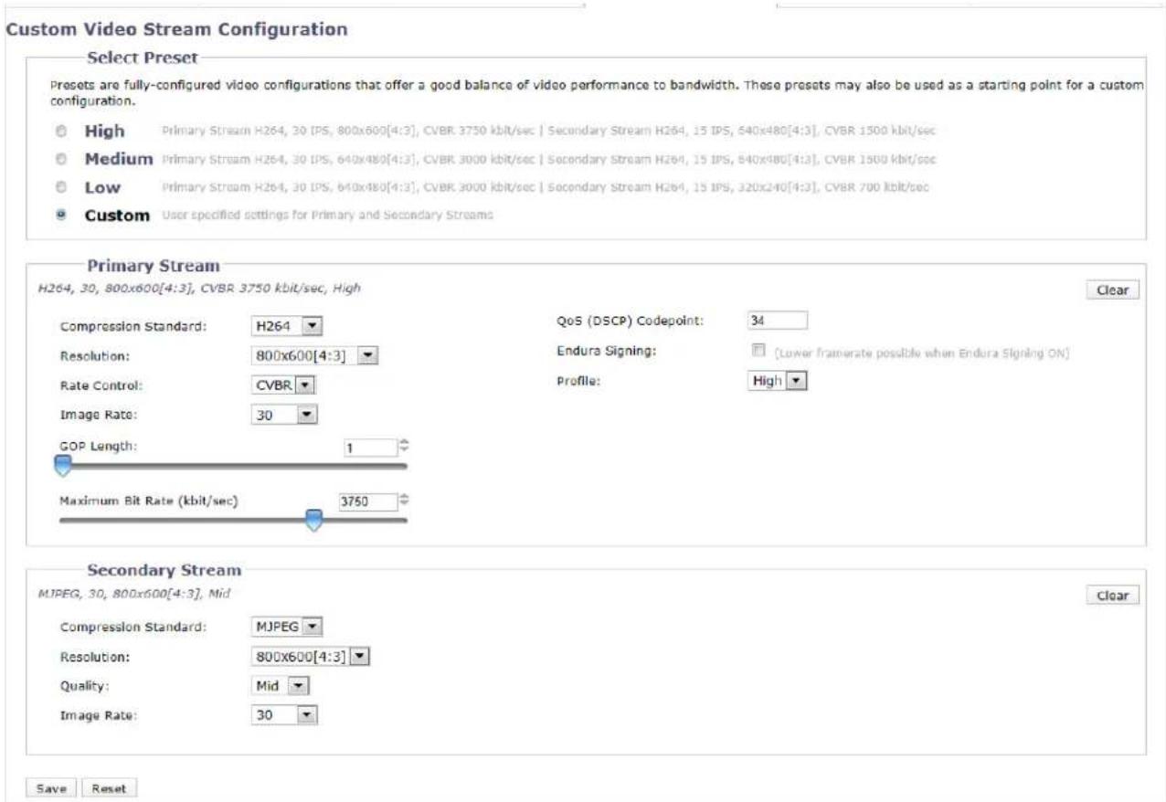 Pelco Sarix Professional IMPBB-EI - Custom Video Stream Configuration - 1