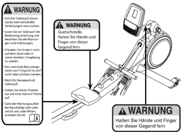 ProForm Sport RL - PLATZIERUNG DES WARNAUFKLEBERS - 1