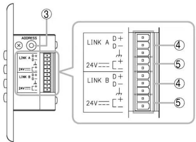 ADDRESS LINK A D+ 24V---[+] LINK B D+ 24V---[+] 3 LINK A D+ 24V---[+] LINK B D+ 24V---[+] ④ ⑤ ④ ⑤