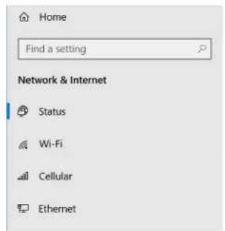 Home Find a setting Network & Internet Status Wi-Fi Cellular Ethernet