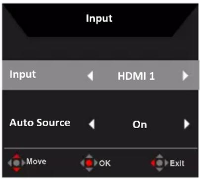 ACER XF273 - Selecting the input - 1
