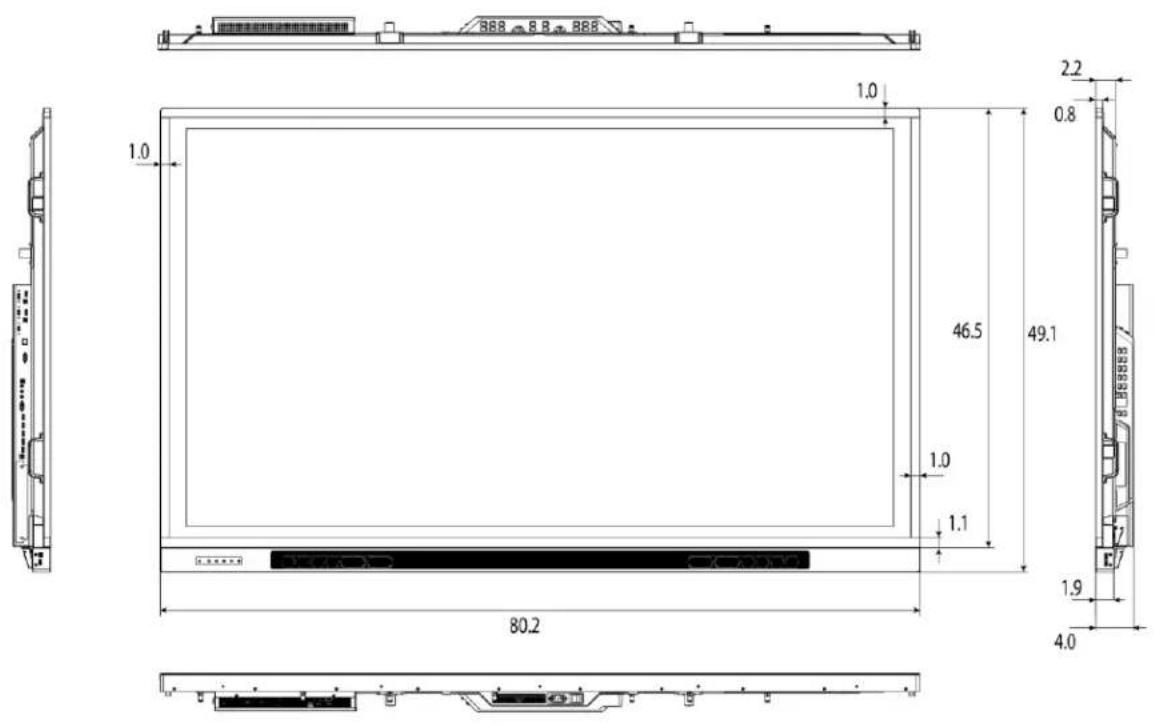Avocor AVF-8650 - Overall Dimensions - 1