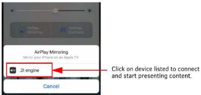 AirPlay Mirroring AirDrop Everyone AirPlay Mirroring Mirror your iPhone on an Apple TV. .21 engine Click on device listed to connect and start presenting content. Cancel