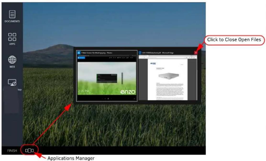 DOCUMENTS APPS WEB TOP FINISH 000 Applications Manager 1 Map Screen to Meetings.png - Photo 2:35 PM enzo ACB-5180DataNet.pdf - Microsoft Edge Click to Close Open Files