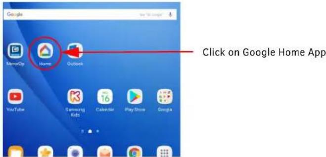 Google Mem/Op Home Outlook Click on Google Home App YouTube Samsung Kids Calendar Play Store Google