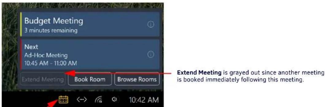 Budget Meeting 3 minutes remaining Next Ad-Hoc Meeting 10:45 AM - 11:00 AM Extend Meeting Book Room Browse Rooms Extend Meeting is grayed out since another meeting is booked immediately following this meeting.