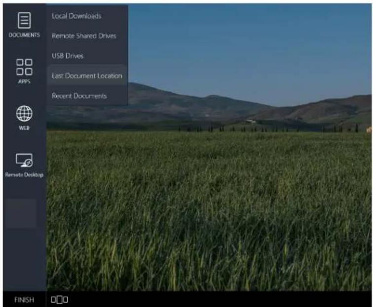 Local Downloads Remote Shared Drives USB Drives Last Document Location Recent Documents DOCUMENTS AFPS WEB Remote Desktop FINISH