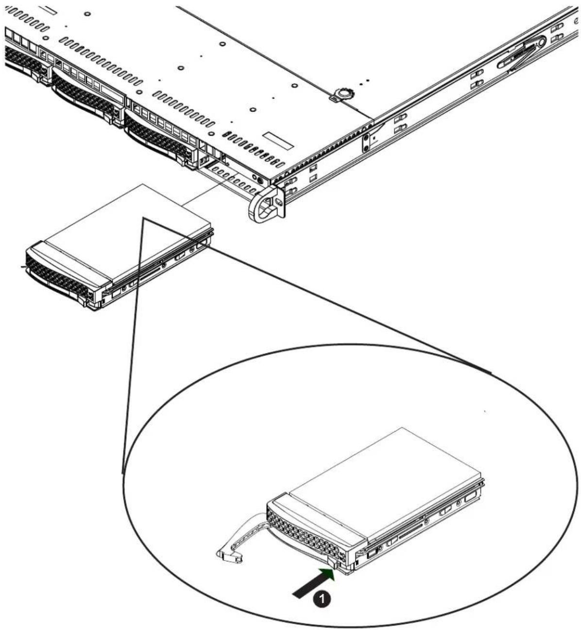 Supermicro AS-1024US-TRT - Removing a Hot-Swap Drive Carrier from the Chassis - 1
