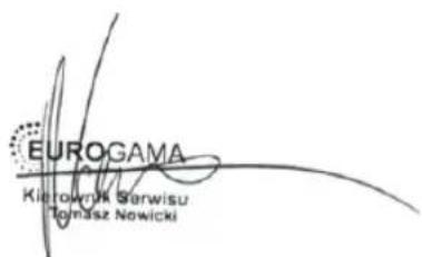 EUROGAMA Kierownik Sarwisu Tomasz Nowicki