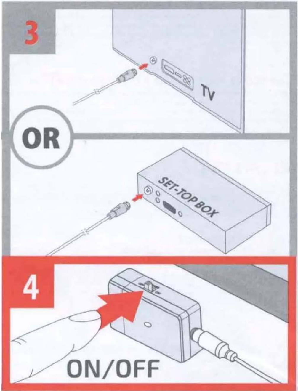 3 OR SET-TOPBOX 4 ON/OFF