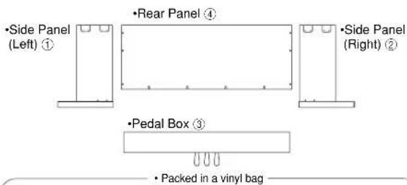 •Side Panel (Left) ① •Rear Panel ④ •Side Panel (Right) ② •Pedal Box ③ • Packed in a vinyl bag