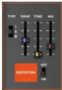 TYPE DRIVE TONE MIX DISTORTION OFF ON