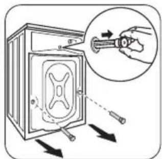 Diagram showing a hand holding a tool inside a safe with arrows indicating movement or force, accompanied by an inset magnified view.
