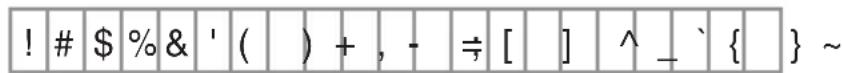 ! # $ % & ' ( ) + , - ÷ [ ] ^ _ ` { } ~