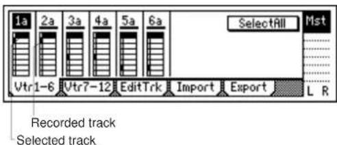 1a 2a 3a 4a 5a 6a SelectAll Mst Vtr1-6 Vtr7-12 EditTrk Import Export L R Recorded track Selected track