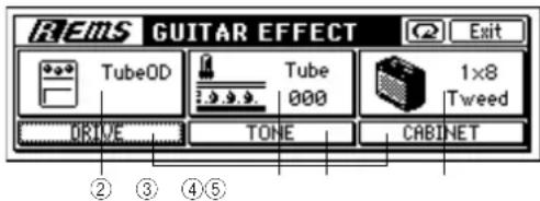 REMS GUITAR EFFECT TubeOD Tube 000 1x8 Tweed DRIVE TONE CABINET ② ③ ④⑤