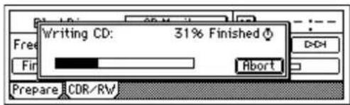 Writing CD: 31% Finished Abort Prepare CDR/RW