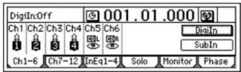 DigiIn:Off Ch1 Ch2 Ch3 Ch4 Ch5 Ch6 Ch1-6 Ch7-12 InEq1-4 Solo Monitor Phase DigiIn SubIn