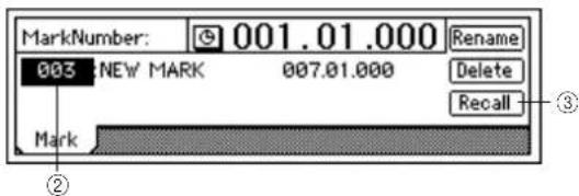 MarkNumber: 001.01.000 Rename 003 NEW MARK 007.01.000 Delete Mark ② ③