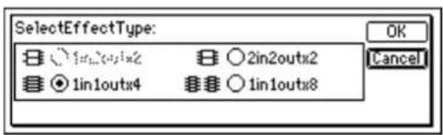 SelectEffectType: ○ 1in1outx2 ○ 2in2outx2 ○ 1in1outx4 ○ 1in1outx8 OK Cancel