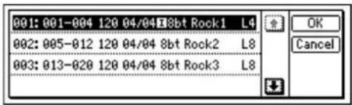 001: 001-004 120 04/04 8bt Rock1 L4 002: 005-012 120 04/04 8bt Rock2 L8 003: 013-020 120 04/04 8bt Rock3 L8 OK Cancel