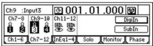 Ch9 :Input3 001.01.000 Ch7-8 Ch3-10 Ch11-12 DigiIn SubIn Ch1-6 Ch7-12 InEq1-4 Solo Monitor Phase