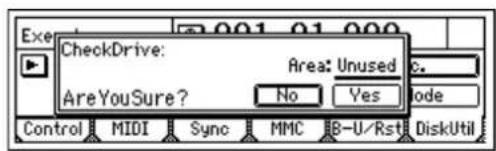 CheckDrive: Are YouSure? Area: Unused No Yes DiskUtil