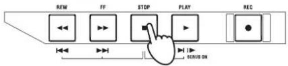 REW FF STOP PLAY REC SCRUS ON