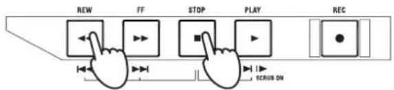 REW FF STOP PLAY REC SCRUB ON