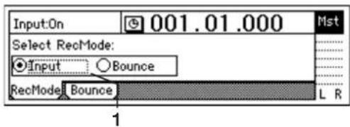 Input:On 001.01.000 Mst Select RecMode: Input Bounce RecMode Bounce L R 1