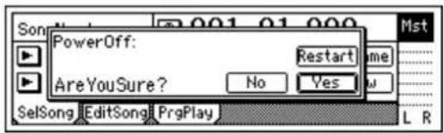 PowerOff: AreYouSure? No Yes Mst SelSong EditSong PrgPlay L R