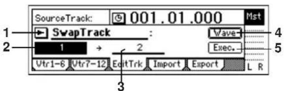 SourceTrack: 001.01.000 Mst SwapTrack : Wave 1 → 2 Exec. Vtr1-6 Vtr7-12 EditTrk Import Export L R 3