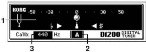 HORG -50 -30 0 30 50 1 Calib: 440 Hz A DI200 DIGITAL TUNER 3 2