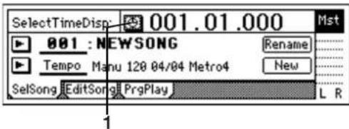 SelectTimeDisp: 001.01.000 001 : NEWSONG Tempo Manu 120 04/04 Metro4 New SelSong EditSong PrgPlay L R