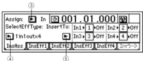Assign: In 001.01.000 SelectEffType: InsertTo: In1→1 Off In2→2 Off 1 in1 outx4 In3→3 Off In4→4 Off InsAss InsEff1 InsEff2 InsEff3 InsEff4 InsF…
